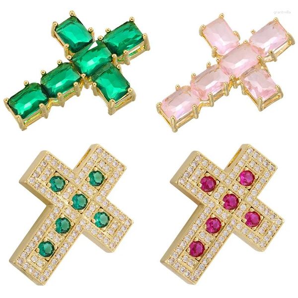 Dijes ZHUKOU Cruz para la fabricación de joyas colgante de circonia cúbica Diy collares hechos a mano colgantes accesorios al por mayor VD1403