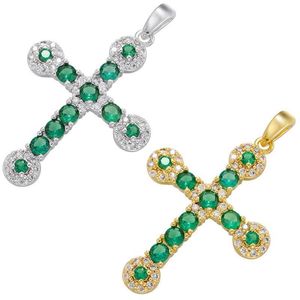 Charms Zhukou Gold Sier Color Cross Pendant Green Crystal For Women Handmade ketting Juwelen Accessoires Groothandel VD1110 D DHQVC