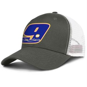Pilote Chase Elliott 9 hommes et femmes casquette de camionneur ajustable équipée de casquettes de baseball personnalisées vierges NASCAR # 9 logo E Logo Golde314B