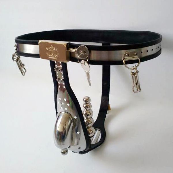 ceinture de chasteté plug anal sous-vêtements ceintures de chasteté masculine dispositifs type T en acier inoxydable serrure mâle ceintures perlées pour hommes contraintes de bondage bdsm