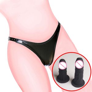 Chastity Belt bragas consoladores dobles de cuero de cuero de cuero silicona desmontable tope de silicona consolador sexy productos sexy para mujeres masturbación