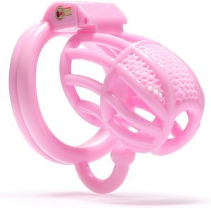 Chastetity cage mâle aération pénis cage en nid d'abeille de chasteté pour hommes coq cage avec 4 pinis accrochés sissy chastety bondage sexe toys (grand, rose)