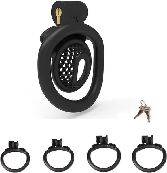 Juego de jaulas de castidad con 4 anillos de polla Mini Mini Honeycomb Dispositivos de castidad con bloqueo oscuro invisible y llaves Adultos Pink Sissy Sex Toys Bdsm Pe Pene For