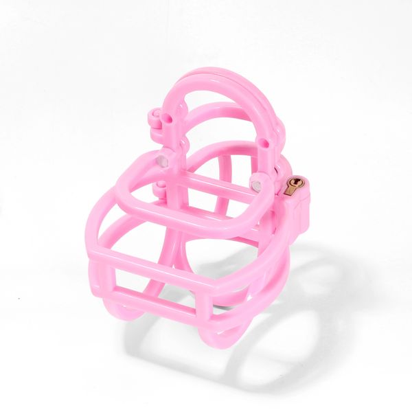 Cage de chasteté avec verrouillage furtif pour homme, en nylon léger, super petit rose, pénis Sissy, jouets sexuels, dispositifs de chasteté BDSM pour adultes