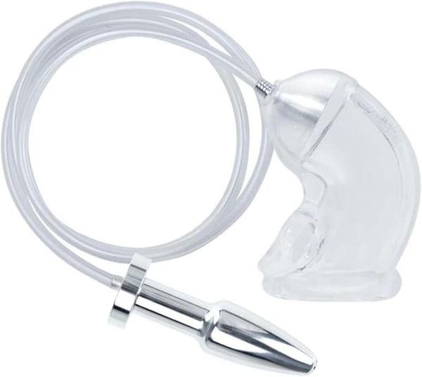 Pilom de chasteté Plug anal et cage de chasteté en silicone, flux de gaine du pénis en latex dans les cathéters anaux cage métal métallique Small mâle adulte pour hommes