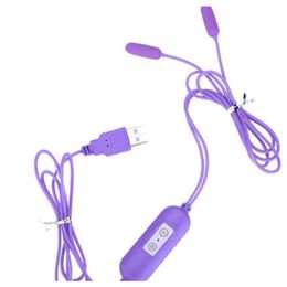 Dispositivos de castidad Cabezas dobles USB Catéteres de pared uretral Sonidos Enchufe Salto Huevo Vibradores Masturbación Huevo Juguete sexual para hombres536