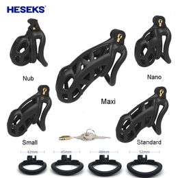 Dispositivos de castidad HESEKS Dispositivo de castidad masculina Cock Cage Cinturón de castidad con 4 pene Cock Ring Sleeve Lock Penis Cage Bondage Fetish Sex Toy para hombres 230804