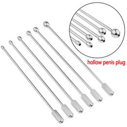 Kuisheidsapparaten Hollow Penis Plug Mannelijke urethrale Dilator Horse Eye Stimulatie Klinken Masturbator Metalen Urethrals Catheter Seksspeeltjes voor Menstain