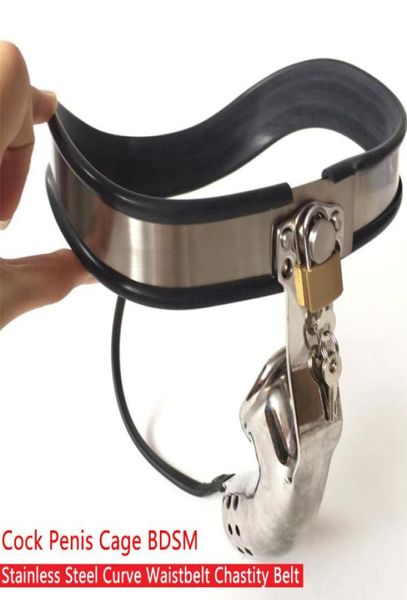 Dispositivos de castidad Hombre Tipo T Súper Ergonomía Cinturón curvo ajustable de acero inoxidable Cinturón de castidad Wi Ventilar Polla Pene Cag7616121