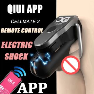 Kuisheidsapparaten Upgraded CellMate 2 Penis Cage App Remote Control Electric Shock Chastity Belt Qiui Cock Lock Sex Toy