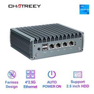 Chatreey 2.5G pfSense pare-feu intel Pentium N4000 4 * Intel i225 Nics routeur logiciel DDR4 sans ventilateur Mini PC serveur VPN OPNsense 240104