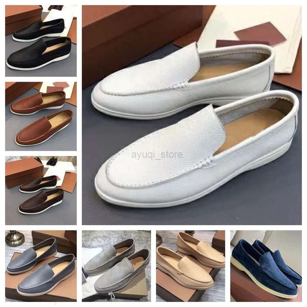 Chaussure Velouty Leather Mens Casual Shoes Loro Walk Shoes Casual Robe Chaussures British Style Slip on Lock Luxury Designer Luxur