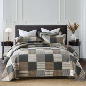 Ensemble de couette en coton imprimé à carreaux Chausub, housse de lit matelassée, patchwork, couette d'été en duvet, grande taille