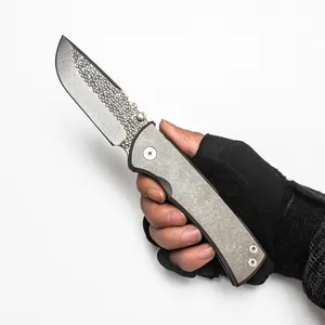 Chaves Redencion 228 Vouwmes beperkt aangepaste versie Real Damascus Blade Stonewash Titanium handvat Pocket EDC Strong Outdoor Equipment Survival Tools