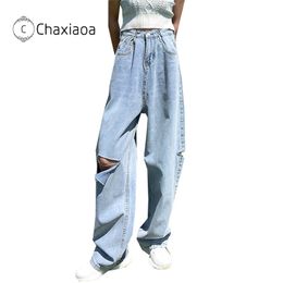 Chaxiaoa dames jeans broek vrije tijd losse high taille vintage wide been jeans Koreaanse stijl all-match rechte vrouwen gat Jean x215 210302