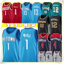 Cheap 1 John Jersey Wall Ja 12 Morant Jerseys Mens Russell 4 Westbrook Basketball Jerseys S-XXL Blue Red Black White