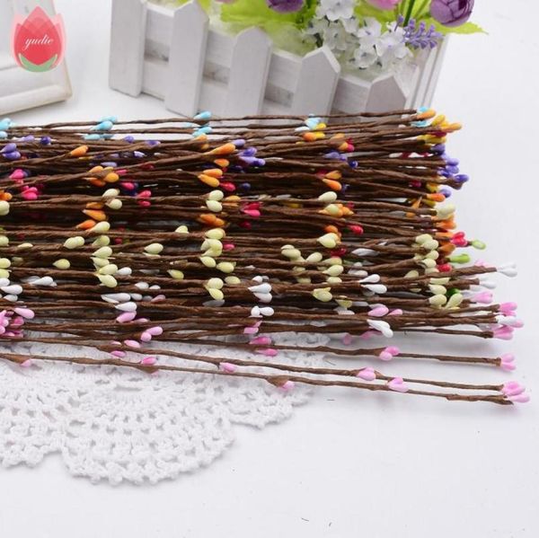 Bon marché 10pcs 40cm bourgeon branches artificielles fleurs fil de fer brindilles pour la décoration de mariage bricolage scrapbooking à la main couronne fleurs8053201