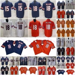 Cheap 18 Caleb Williams Jerseys de fútbol 15 Roma Odunze 1 Justin Fields DJ Moore Walter Payton Brian Urlacher Khalil Herbert McConnell Blanco Blanco Naranja Costa