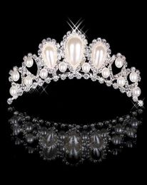 CARACE 18017 Hermosa Mitation Elegante Pearl Rhinestone Inslay Crown Tiara Boda de bodas Corneas Coronas para fiesta de graduación Evening5224655