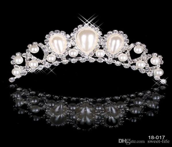 Barato 18017 Hermosa y elegante mitación Perla Rhinestone incrustación Corona Tiara Boda Novia Peine para el cabello Coronas para fiesta de graduación Evening9523290