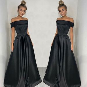 Nouvelle mode filles noires une ligne robes de soirée hors épaule plis robes formelles robes de bal robe d'occasion spéciale