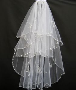 Pas cher 2019 image réelle blanc ivoire USA doux Tulle voiles de mariage peigne paillettes perlé cristal en Stock5053306