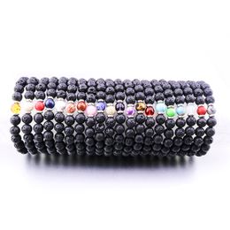 Goedkope 20 Kleuren 8mm Natuurlijke Zwarte Lava Stenen Kralen Kruis Armband DIY vulkaan Rock Essentiële Olie Diffuser Armband voor vrouwen mannen