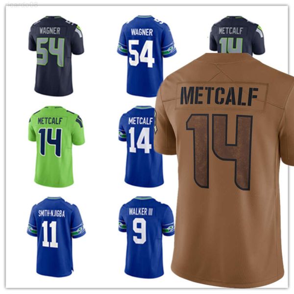 Pas cher 21 Devon Witherspoon 11 Jaxon Smith-Nigba 14 DK Metcalf 2023 Nouveau 12e fan 9 Kenneth Walker III 7 Geno Smith 16 Tyler Lockett Football Jerseys