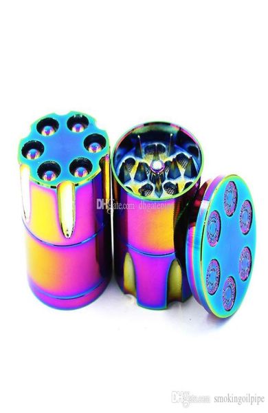 3 partes baratas Mini Grinder Rainbow de 30 mm 3 Pieces 6 Shooter Revolver Metal Tobacco Dry Herb Grinder9758843