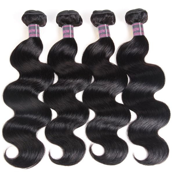 Ishow 4PCS / Lot Extensiones de cabello virgen brasileño Tejido de cabello ondulado al por mayor Paquetes de cabello humano Tramas para mujeres Todas las edades Color natural Negro