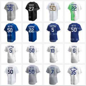 Goedkoop 50 Mookie Betts Baseball Jersey 5 Freddie Freeman 27 Trevor Bauer 11 Miguel Rojas 7 Julio Urias 21 Walker Buehler 3 Chris Taylor 85 Dustin May