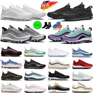 Outdoor hardloopschoenen 97 97s Heren Dames Original sneakers desingner trainers New Style of Triple Black White Silver Bullet Jesus Satan Light Bone Pine Green EUR 36-45