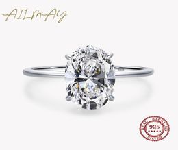 Accessoires pas chers bijouxions Ailmay 3CT Bague de mariage 925 Silver Silver Ovale Clear Zirconia Anneaux de fiançailles pour femmes Fine Jew9810404