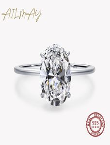 Accessoires pas chers bijouxions Ailmay 3CT Bague de mariage 925 sterling ovale claire zircone anneaux de fiançailles pour les femmes fine juif9109505