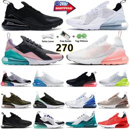 Nike air max 270 270sHommes Femmes Chaussures de course Triple Black Core Blanc Cactus Orange Volt USA Université Bleu Raisin Light Bone Be True Baskets de sport pour hommes Sneake