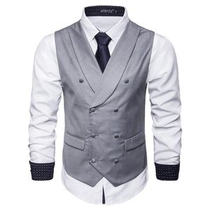 Goedkope en fijne dubbele breasted vesten Britse stijl voor mannen geschikt voor heren bruiloft / dans / diner beste mannen vest A33