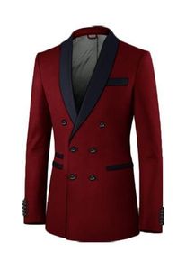 Knappe fijne sjaal revers bruidegomsmannen dubbele rijen bruidegom tuxedos zwarte mannen pakken bruiloft/prom/diner man blazer (jas+broek+das)