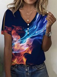 T-Shirt à manches courtes et col en v pour femmes, pull conventionnel décontracté, imprimé numérique, bon marché et de haute qualité, nouvelle collection
