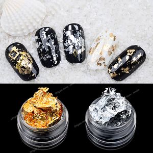 1 doos Goud Zilver Nagelfolie Nail Art Decoraties Stickers Onregelmatige folies Stickerpapier 3d Glittervlokken DIY Manicure Nail ArtStickers Decals Nail Art Tools