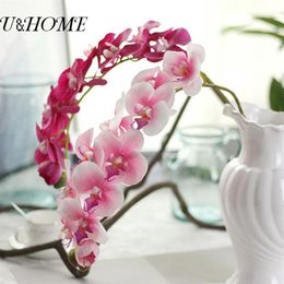 Fleurs d'orchidées phalaenopsis artificielles en latex, bon marché, toucher réel, pour décoration de mariage à domicile, fausses fleurs, accessoires en vrac 297M