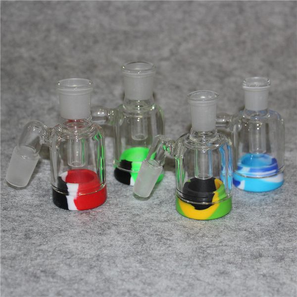 Narguilé Cendrier avec pot de récipient en silicone Mini cendrier pour 14mm 18mm Joint tuyau d'eau Dab Rig verre Bong