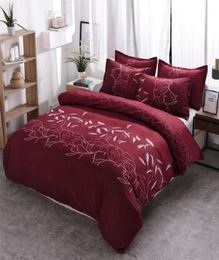 Juego de ropa de cama barato Conjuntos de cubierta de décimo floral individual cubiertas de almohadas gemelas gemelas rey king borgoña Floral19657547