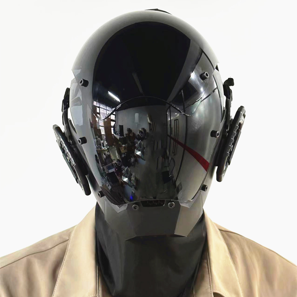 Máscara de Cyberpunk preta barata para homens, fantasia de cosplay de Halloween, máscara de cavaleiro, máscara legal, acessórios de cosplay, máscara facial completa