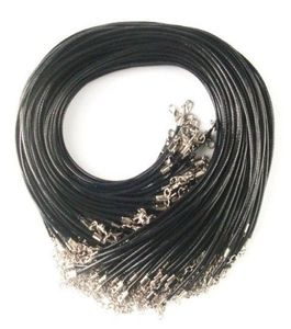 Collar de cuero de cera negra barata cuerda de cordón de cuero cuerda de 45 cm cadena de extensor con broche de langosta componente de joyería de bricolaje9301009