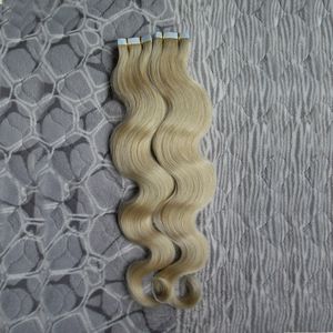 Goedkope Braziliaanse Braziliaanse Body Wave Hair Extension Tape AAAAAAAA 100G Breng Tape Band Adhesive Skin Cheft Hair 40 Stuks Blonde Band Hair Extensions
