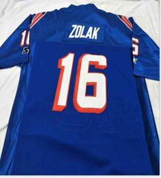 Goedkope blauwe heren witte Scott Zolak 16 team uitgegeven 1990 spel gedragen retro college jersey maat S5xl of aangepaste naam of nummer J2134199