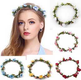 Goedkope Boheemse Terylene Bloem Hoofdband Garland Crown Festival Bruiloft Bruid Bruidsmeisje Haar Krans BOHO Bloemen Hoofdtooi He2862694