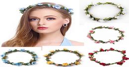 Bohemia Bohemia Terylene Diadenta de flores Garland Festival de la corona Boda Bride Superdamenta Corona de cabello Boho Floral Headdress HE2262266