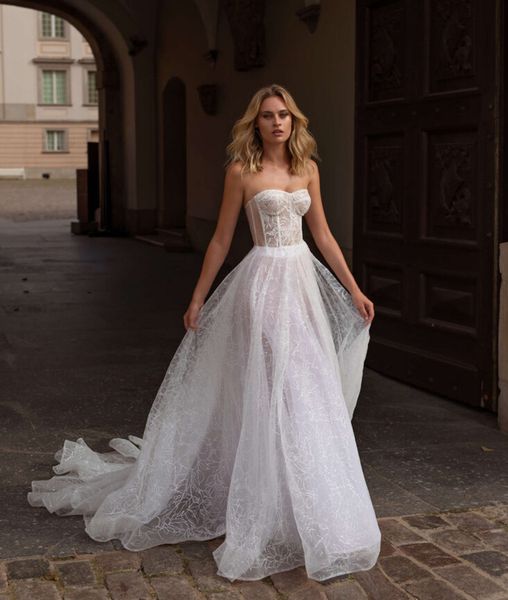 Robes de mariée Boho pas cher 2020 robes de désherbage étincelantes chérie dos nu une ligne robe de mariée robes de mariée fermeture éclair Vestido Noiva