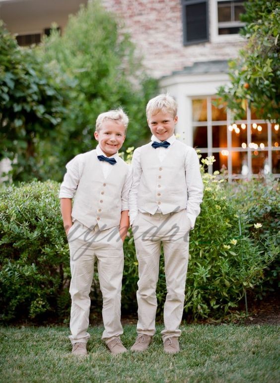 Pas cher garçon gilet 2019 vêtements de mariage pour garçon sur mesure cinq boutons laine enfants mariage gilet deux pièces (gilet + pantalon)